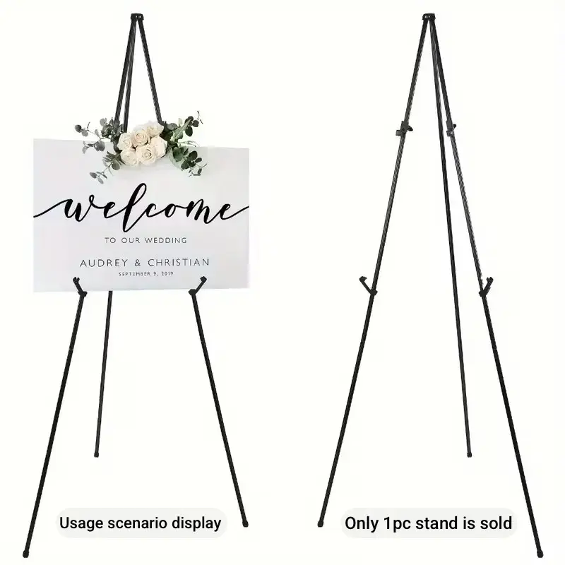 Metal Tripod Sign Holder with Storage Bag, 63 Inch Stable Bracket, Portable Display Stand for Party Event and Daily Ornament