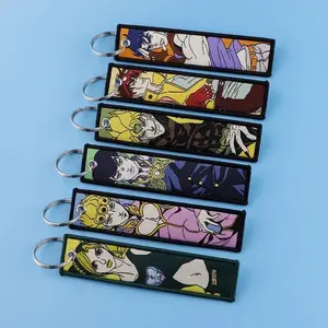 2PCS Sword Wind Legend Anime JOJO Wonderful Adventure Weaving Mark Keychain Sword Wind Legend Decorative Chain Fabric Key Pendant