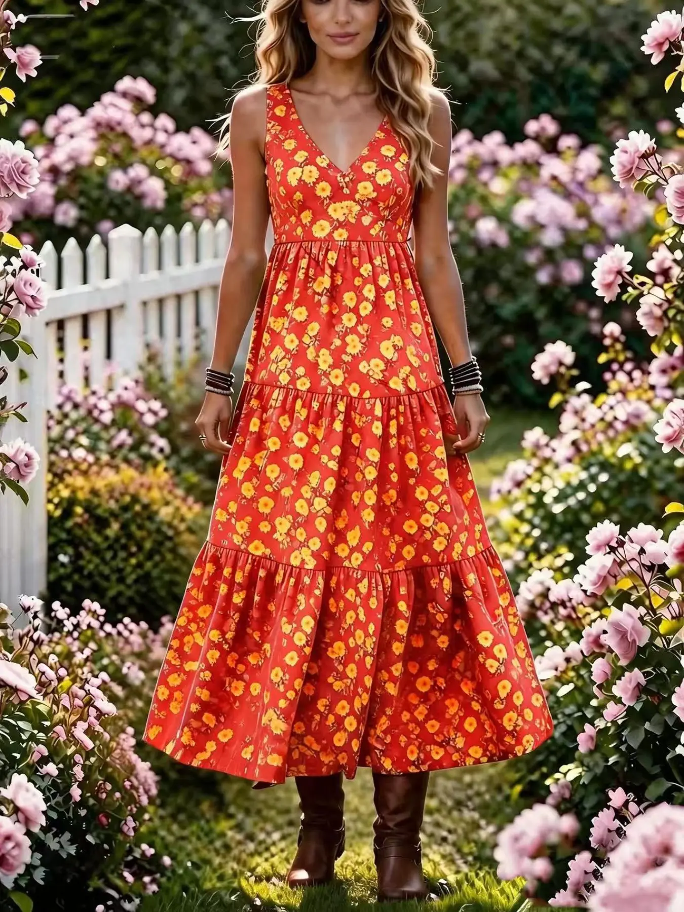 New Floral Print Plus Size Dress for Women, Sleeveless Casual Summer Dress, Comfortable Stylish Daily Wear for Warm Weather