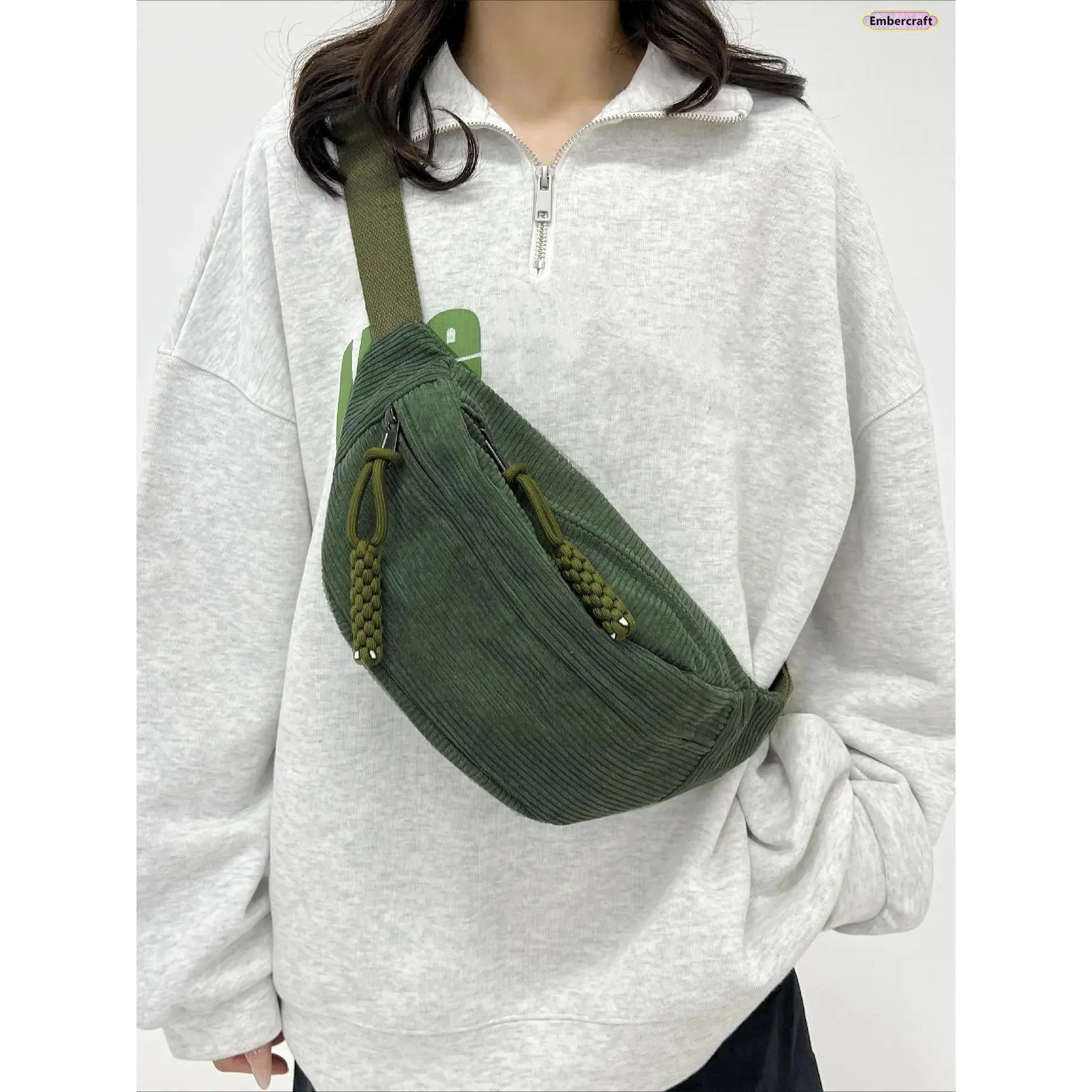 Women's Fanny Pack Plain Color Zipper Access Multiple Pockets Lightweight Durable Fabric Adjustable Hands Free Waist Chest Belt Bag for Sports Travel