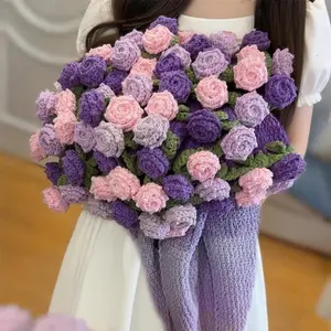 Crochet Rose Bouquet Blanket Finished Sofa Nap Blanket Romantic Flower Bouquet Blanket Valentine's Day Gift Manta de flores