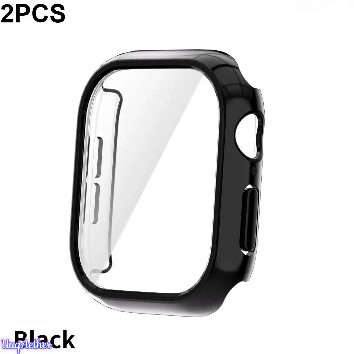 2 Pack Smartwatch Protective Case, Borderless Electroplated Pc Bumper With Built-In Tempered Glass Screen Protector, Full Coverage Anti Drop Cover Compatible With Apple Watch Series 6 7 8 9 10 11 SE3 40/41/42/44/45/46mm, Daily Wear Shockproof Watch Access
