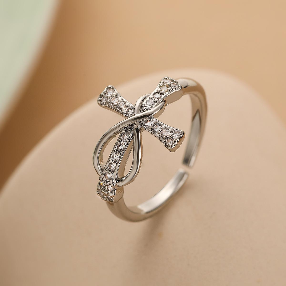 Zircon Cross Infinity Symbol Ring Couple Jewelry for Men and Women
