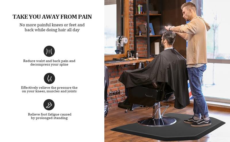 OmySalon Salon Mat for Hair Stylist 4’x5’ Anti Fatigue Barber Floor Mat with Round Base, Salon Chair Mat for Hairdresser Standing, Barbershop Beauty Spa Styling Shampoo Equipment