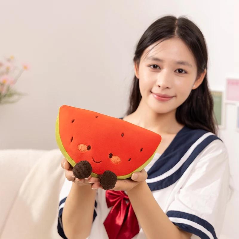 Creative Fruit Plush Toy Watermelon Durian Cantaloupe Balsam Pear Doll Stuffed Pillow Kawaii Room Decor Activity Gift