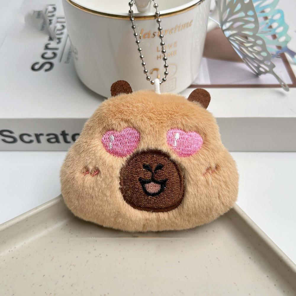 Cute Squinting Capybara Plush Keychain Blinking Heart Capybara Key Ring Beeping Runny Nose Cartoon Animal Pendant Couple