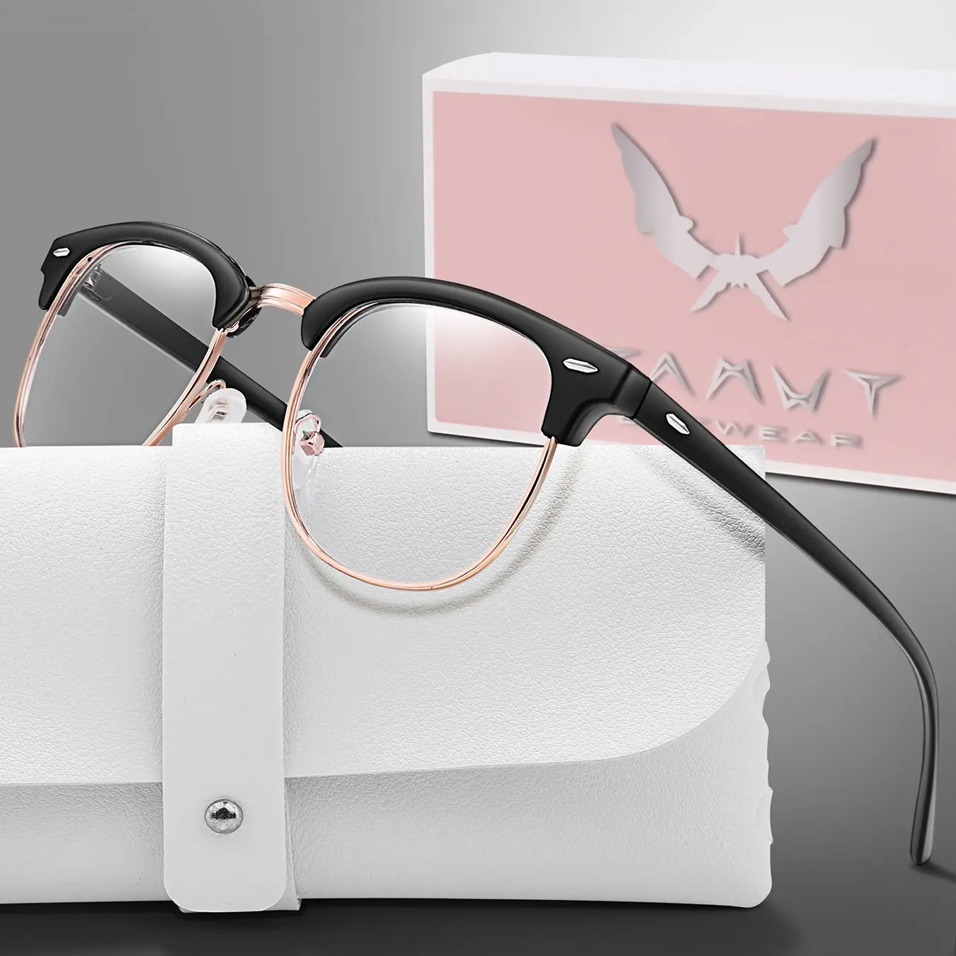 Fashion Photochromic Reading Glasses with Case and Gift Packaging, Classic Blue Light Blocking Unisex Eyewear for Men and Women Reading Eyeglasses