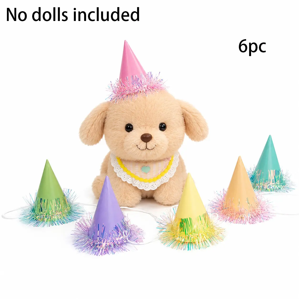 Pack of 6 Mini Tassel Paper Pointed Hats (6 colors included), party hats, pet pointed hats, suitable for birthday parties, anniversaries, family parties, celebrations, and unisex.