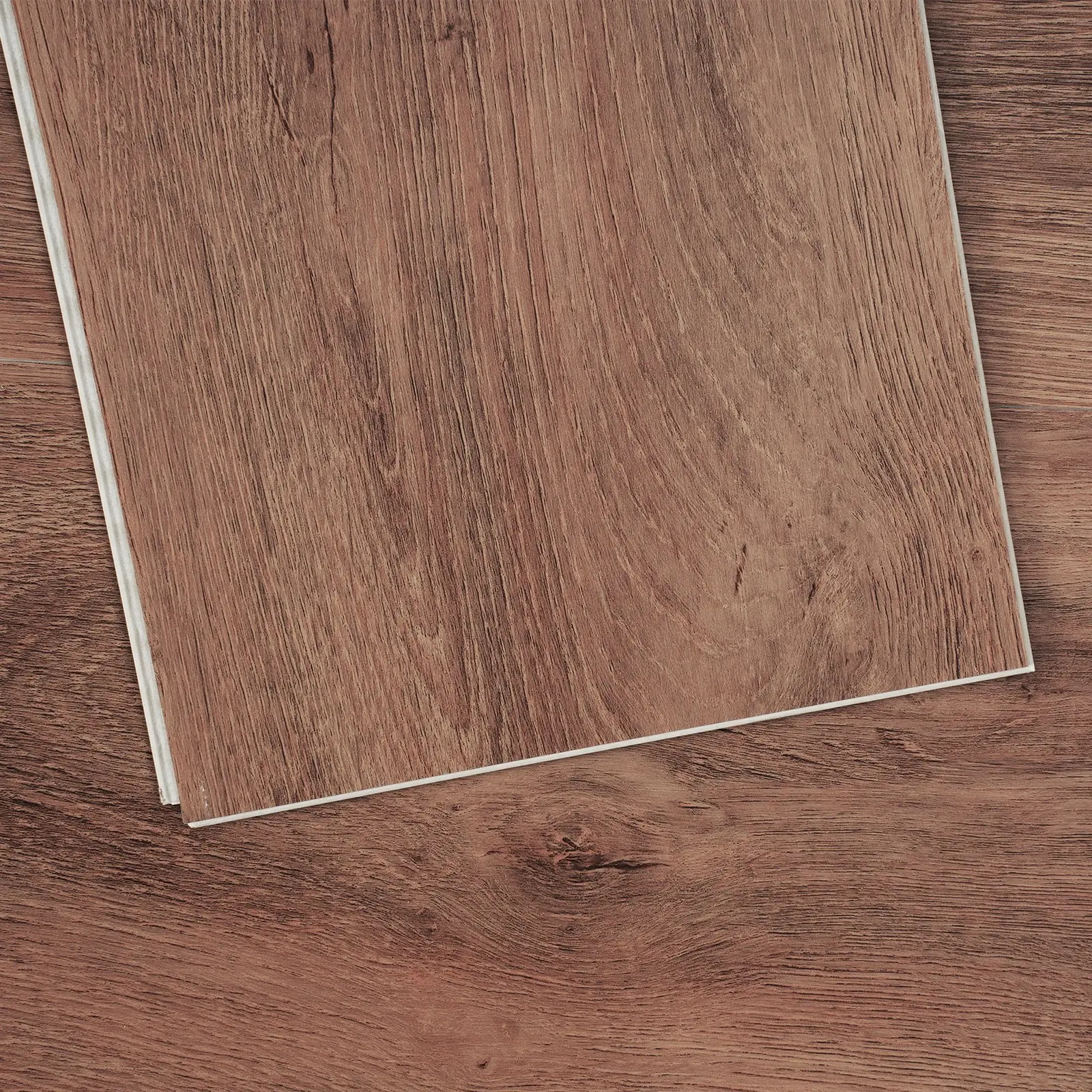 【DealsForYouDays】VEVOR Indoor Waterproof Interlocking Vinyl Floor Tiles, 10 Tiles (48x7.3in, 5.5mm Thick) Snap-Lock DIY Flooring for Kitchen, Bedrooms, Deep Brown Wood Grain for DIY Users Home Decor