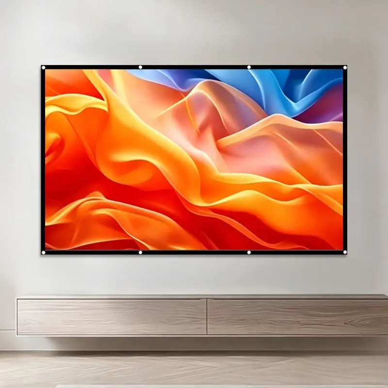 Hook-Style Anti-Glare Projection Screen, Wall-Mounted, Foldable, Ideal for Home Theater, Multiple Sizes Available, Easy Installation