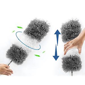 4 Pcs Dusters for Cleaning, 2 in 1 Microfiber Dusters and Retractable Gap Dust Cleaner with 1 Microfiber Dusting Cloths Long Handle 30-100 Inches Extension Pole for Ceiling Fan Cleaning Supplies