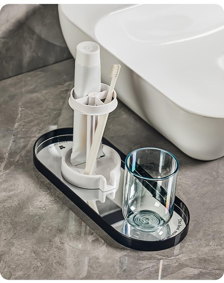 1PC Bathroom Toothbrush Cup Holder, Waterproof Toothbrush Holder, Cosmetic Organizer, Space-Saving Wall Shelf, Suitable for Sinks, Washrooms, Counters, Bathroom Organization and Storage