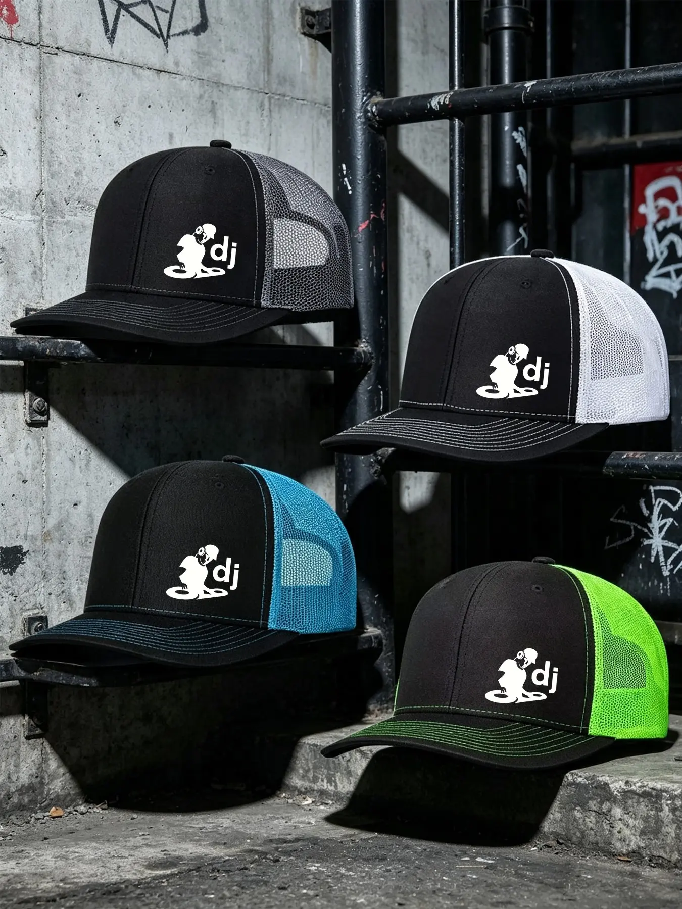 4pcs Unisex Polyester Baseball Cap Printing Hat Mesh Hats for Mens Women Richardson Slightly Curved Brim Baseball Cap Adjustable Trucker Hats Dad Hats Outdoor Mesh Breathable Sun Hat