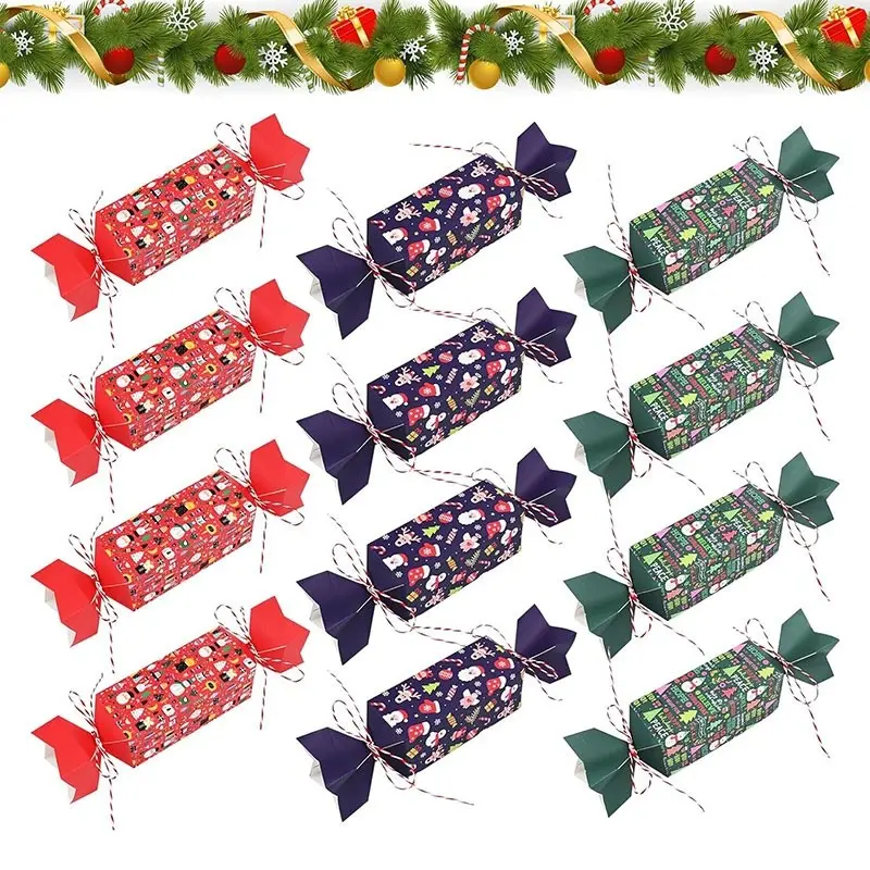 12 Christmas Candy Boxes with Rope, DIY Party Gift Boxes, Empty Snack Boxes, Cookie Candy Boxes, Perfect for Homemade Treats, Wedding Party Packaging