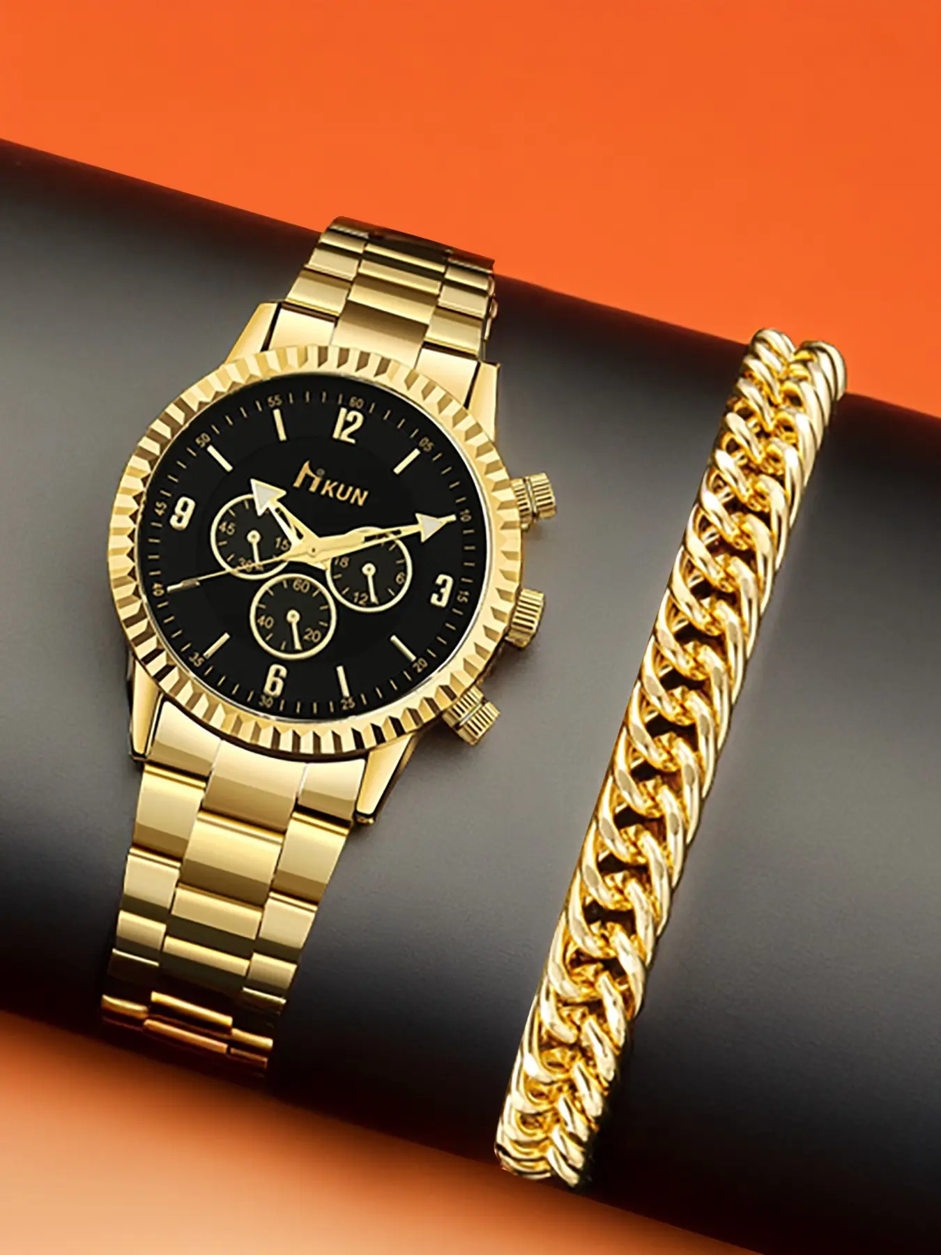 Men's Quartz Watch Set, Business & Sports Style, Includes Dual Bracelet, Perfect Gift for Birthdays, Father's Day, Christmas