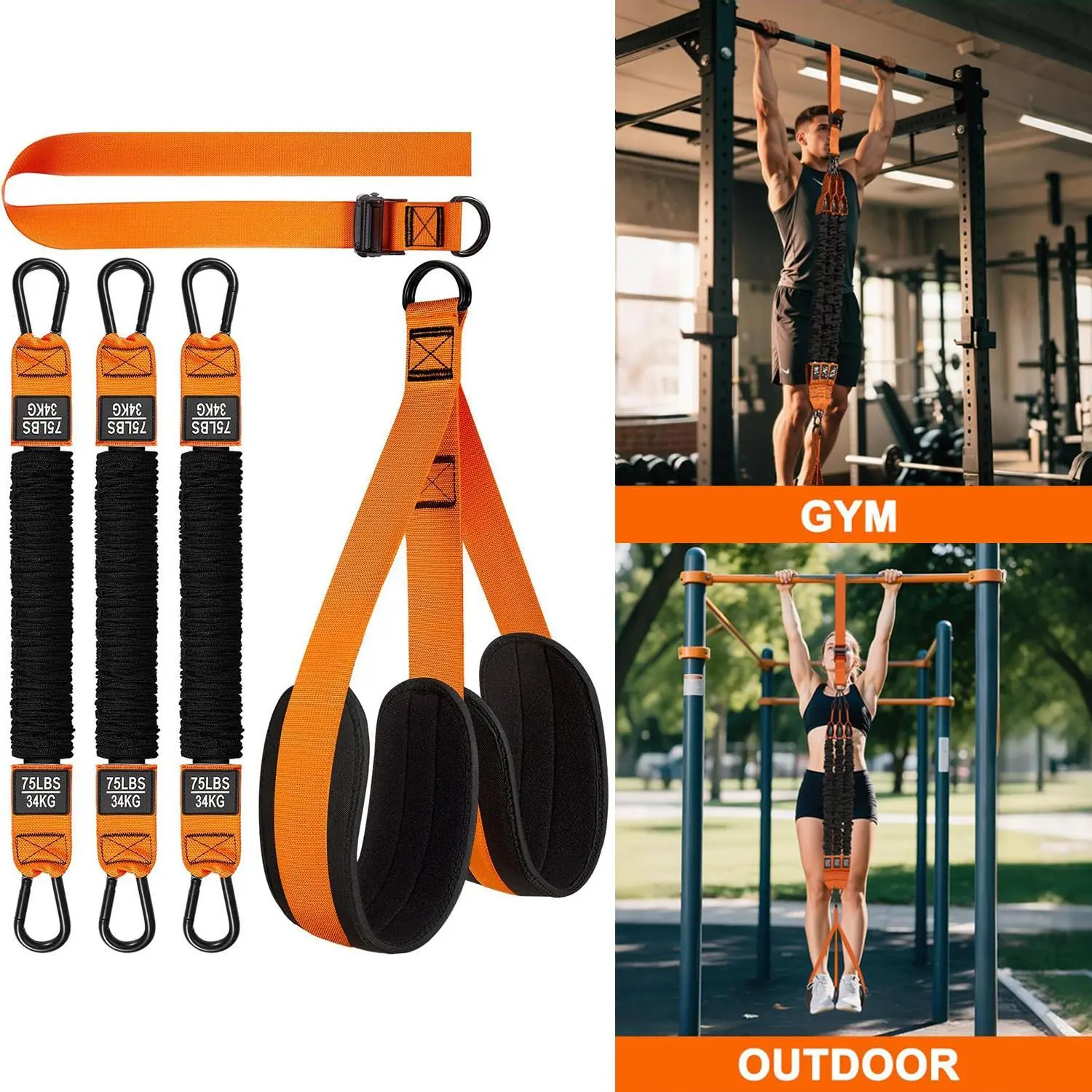 1 Set Adjustable Strap Pull Up Assist Resistance Band with Secure Buckle, Multifunctional Upperbody Workout Knee Support - Home Gym Suspension Training Equipment, Strength Training Equipment