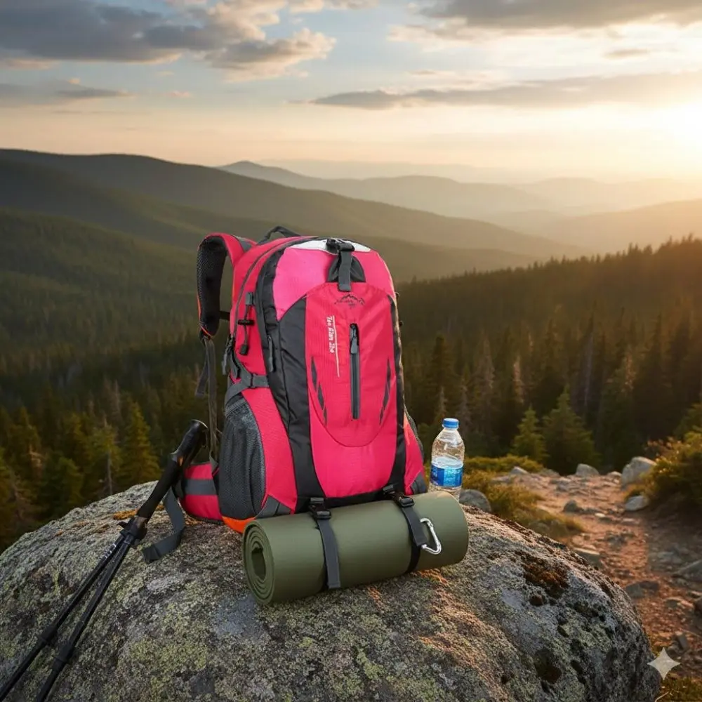 40L Large Capacity Backpack for Hiking & Outdoor Travel - Lightweight, Waterproof, Durable Ripstop Nylon Unisex Camping Backpack. Ventilated Carrying System with Adjustable Chest & Waist Straps.