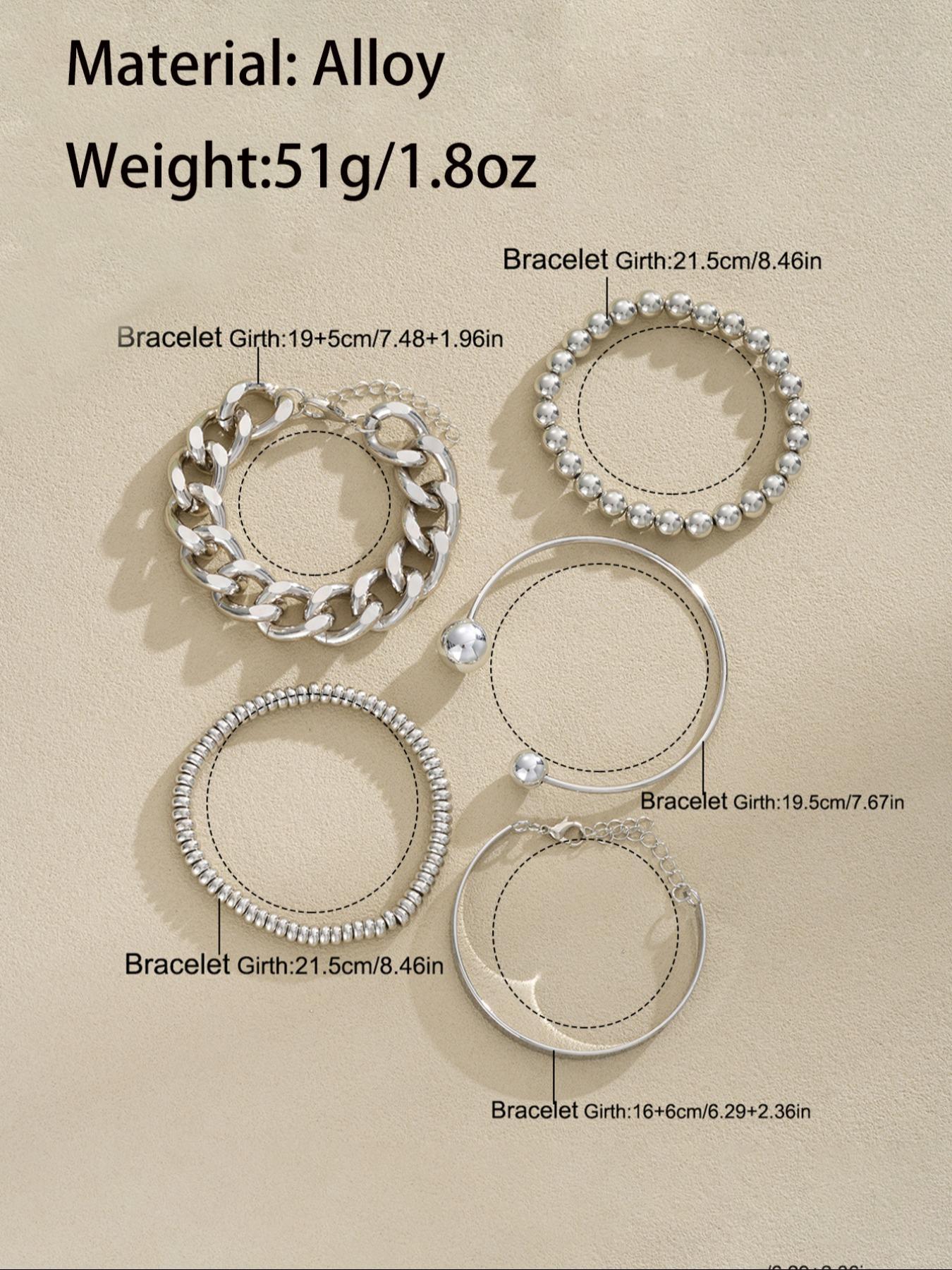 5-Piece Fashion Chain Style Open Cuff Bracelet Set for Women, Ideal for Holiday Gifts, Perfect for Dates and Parties