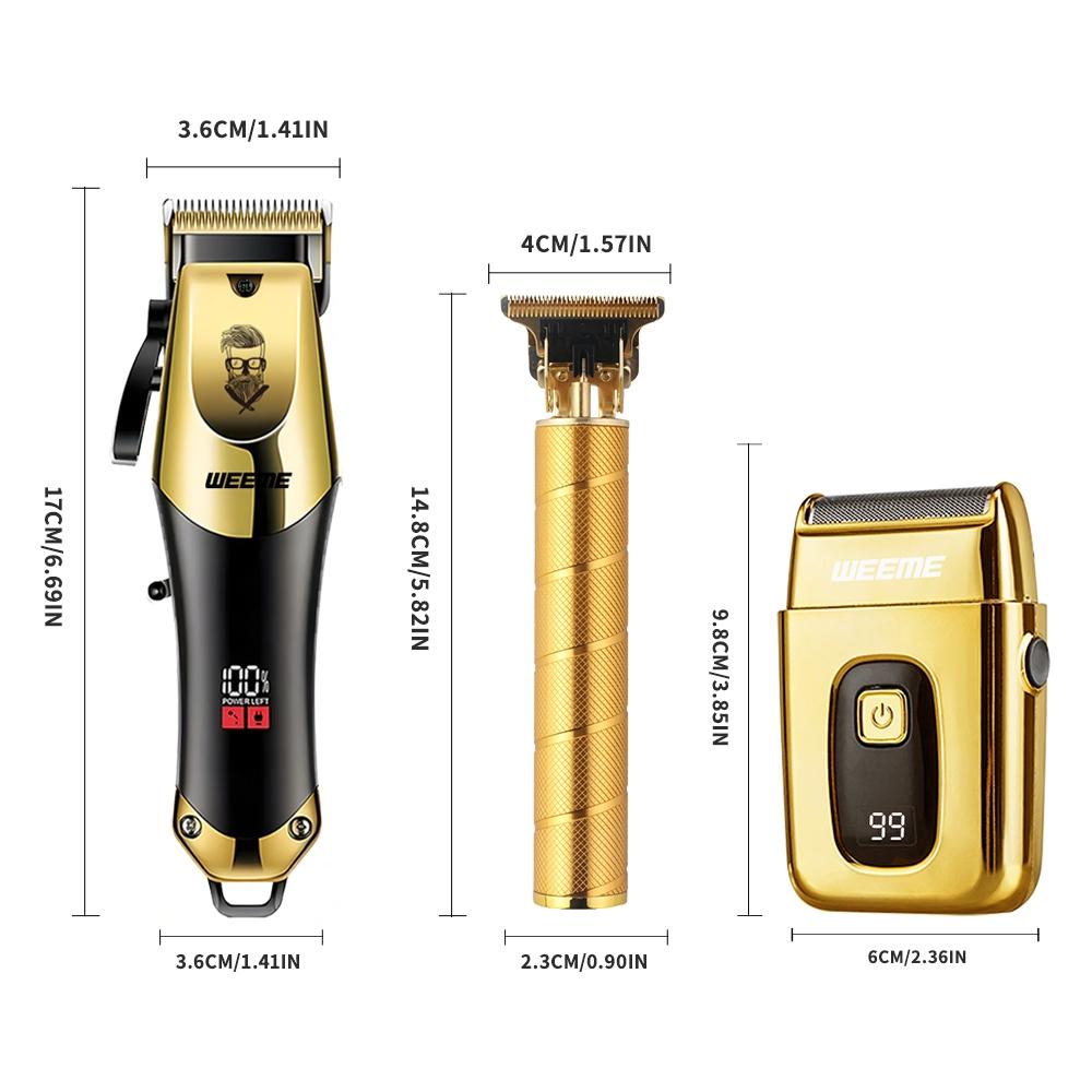 Electric Multifunctional Hair Trimmer Kit, Professional Cordless Hair Clippers and T-Blade Trimmer Combo for Men with LED Display, Barber Equipment Set