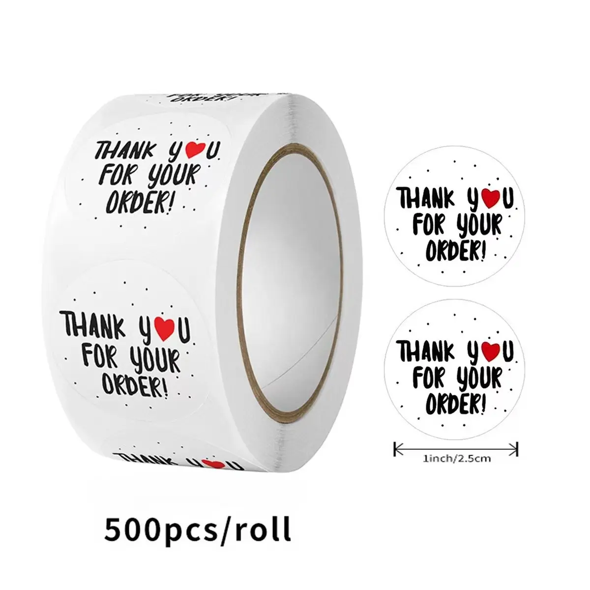 1 Roll 500 Thank You Order Stickers, Round Sealing Labels, Gift Wrapping Tape, Baking Crafts Wedding Holiday Decorations Adhesive Stickers
