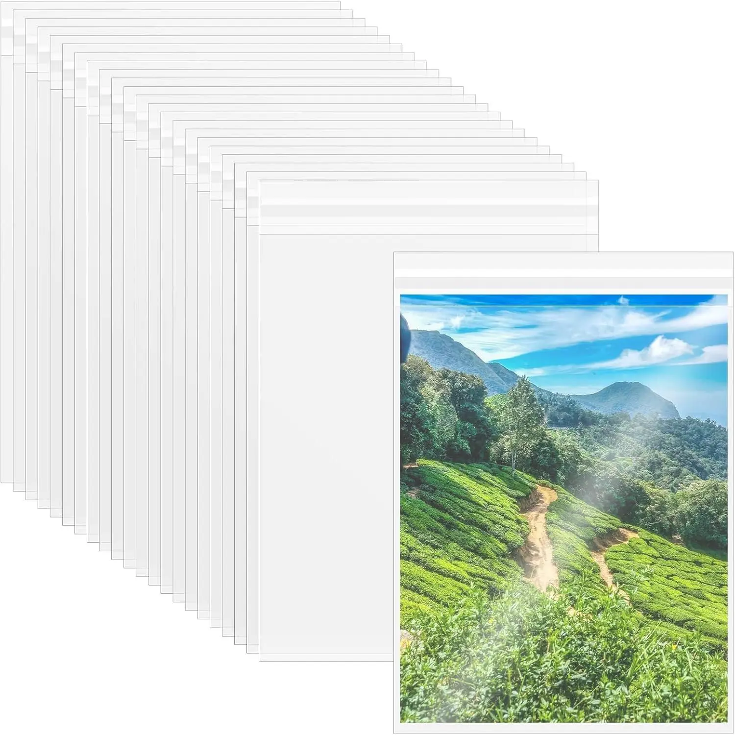 100PCS 8.5 x 11 Inch Cellophane Bags Self Sealing, Resealable Clear Plastic Sleeves for Paper, Artwork, Photo Mats, Comic, Magazine Page Protectors
