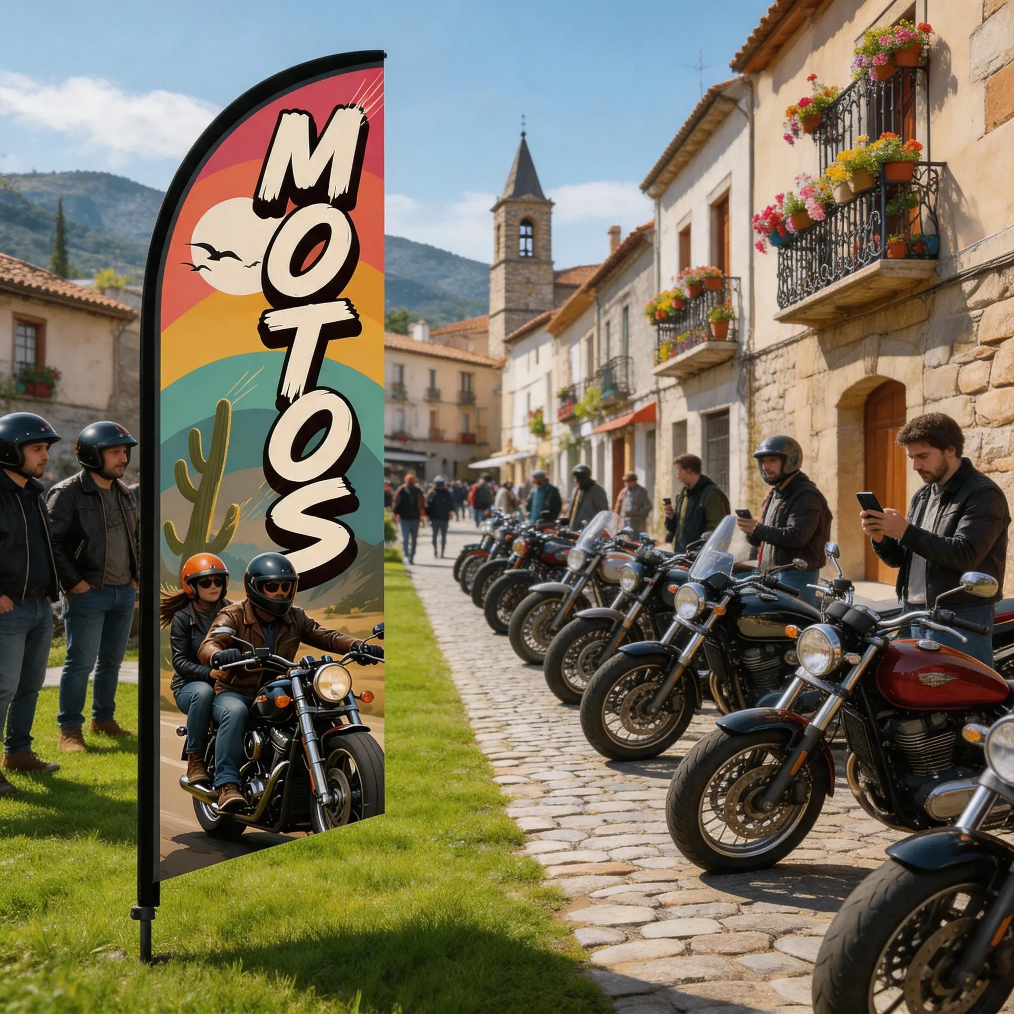 Motorcycle Feather Flag 8.5 Feet Tall, Polyester Waterproof Sunscreen Flag, Wind-Resistant Durable Single-Sided Print, Outdoor Promotion Tool