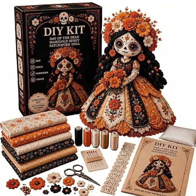 Halloween DIY Craft Kit, Patchwork Doll Making Set, Creative Halloween Decoration, Fun Crafting Supplies, Perfect for Kids & Adults