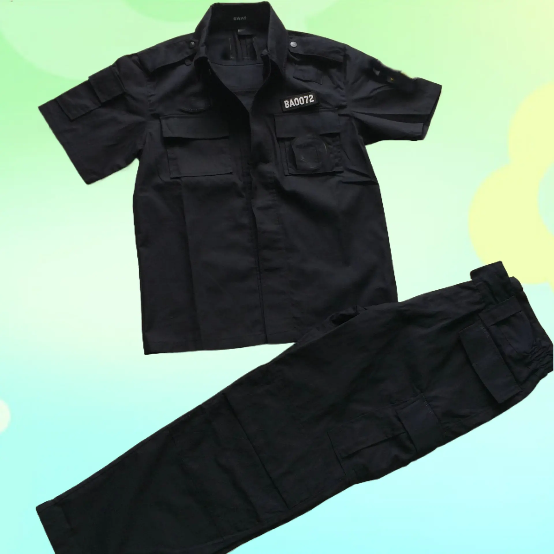 Mesh Short Sleeve Security Uniform Set Summer Combat Outfit For Property Airport Security Duty Camouflage Special Service Clothing