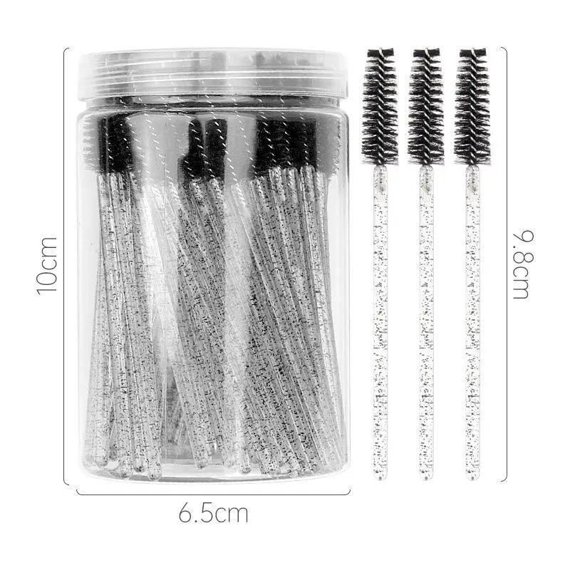 100PCS Disposable Eyelash Brush, Mascara Wands Makeup Brushes Applicators Kits for Eyelash Extensions and Eyebrow Brush with Container (Black/Green/Blue/Pink)