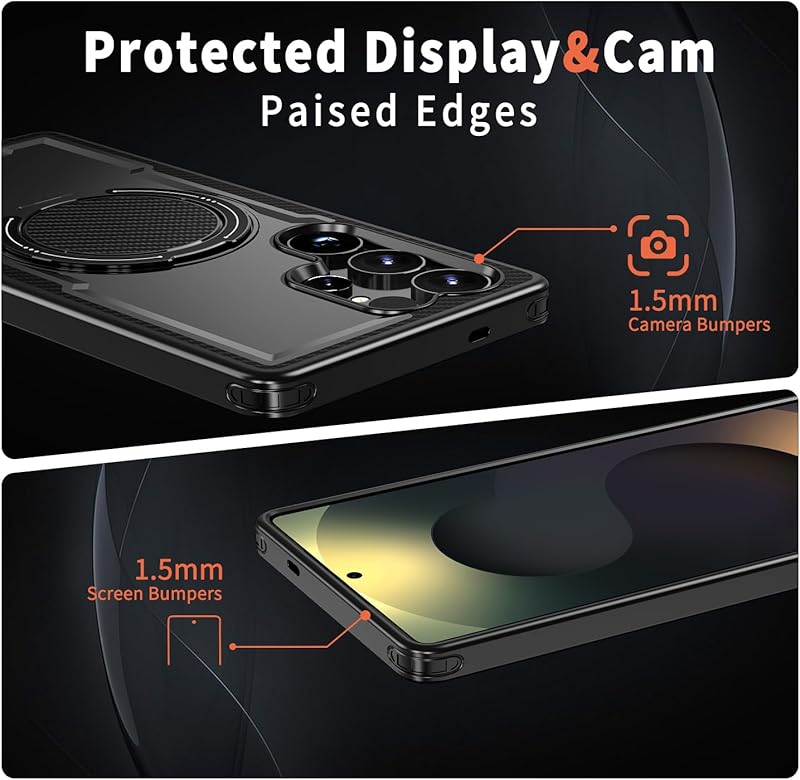 for Samsung Galaxy S25 Ultra/ Galaxy S24 UltraPhone CaseBuilt-in 360 °   Rotatable Phone Holder Compatible with MagSafe Military-Grade Shockproof Phone Protective Case,  Smartphone Cover Protection Casing
