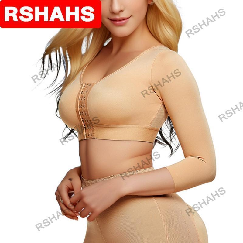Women Arm Shaper Post Surgery Push Up Bra Compression Long Sleeves Corset Front Seamless Black Shapewear Womenswear Nylon Basic Crewneck Minimalist
