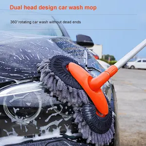 Car Wash Brush Sponge, Extendable Car Wash Brush, Long Handle Car Wash Brush, Car Cleaning Squeegee, Windshield Cleaner Pad, Detachable Rotatable Brush Head, Car Detailing Brushes