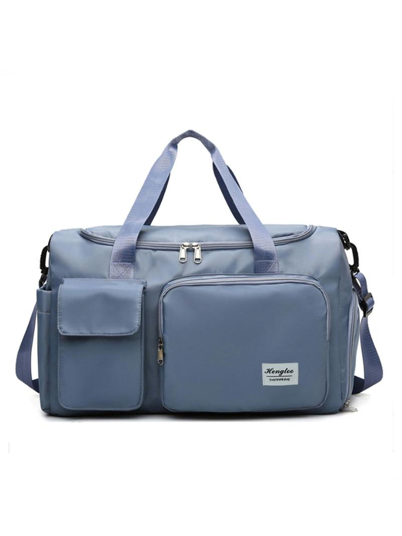 Women's Fashion Large Capacity Travel Bag, Solid Color Letter Patch Zipper Pocket Travel Bag, Casual Lightweight Travel Bag for Gym & Short Business Trips, Durable Travel Bag