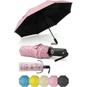 Compact Travel Umbrella Small Windproof Auto Open Close for UV Sun Protection UPF 50+ and Rain Fits Backpack Purse & Suitcase