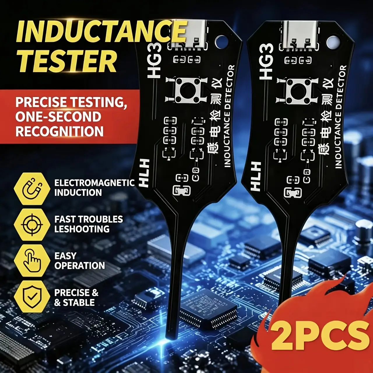 New Inductance Detector - An electromagnetic induction fault detection tool for repairing smartphone and computer motherboards, powered by Type-C, provides instant fault diagnosis and is portable.