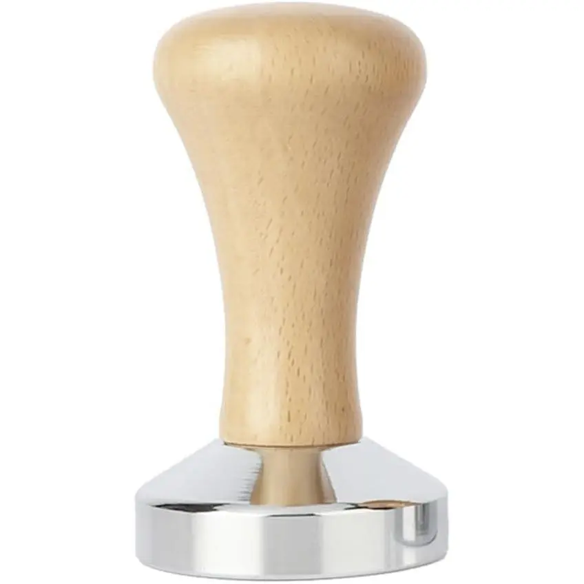 Coffee Tamper, Stainless Steel Espresso Coffee Bean Press Base Espresso Tamper 51mm Tool (Wood)