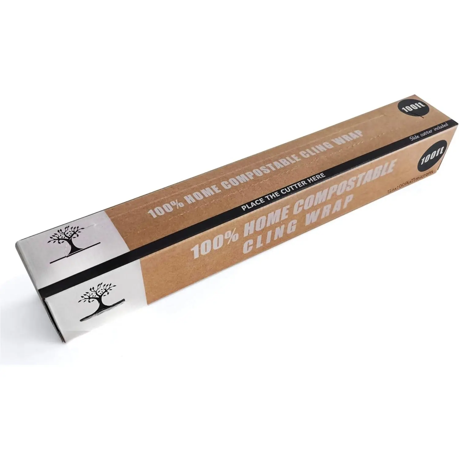 Certified Compostable Cling Wrap with Slide  - 12" Wide x 100 . ASTM 6400 Certified Cling Wrap.  Alternative to Beeswax Wraps or Plastic Wrap.