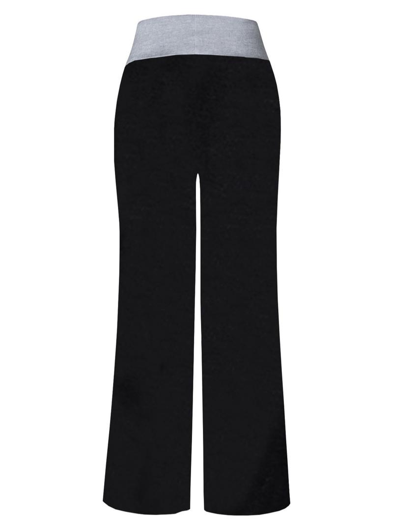 Women's Patchwork Drawstring Waist Wide Leg Pants, Casual Sporty Trousers, Casual Comfy Trousers for Spring & Fall, Women's Bottoms for Daily Wear, Womenswear