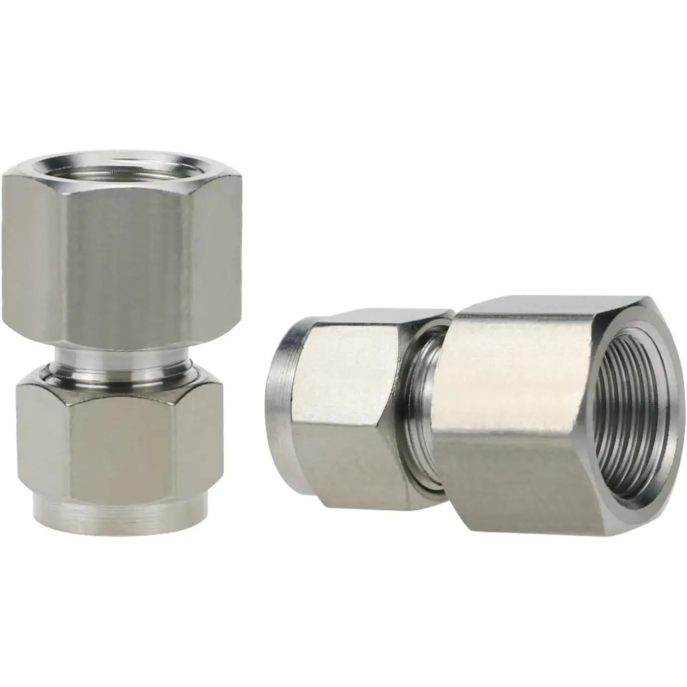304 SS Compression Fitting 3/8" Tube OD x 3/8" NPT Female | Straight Tube-to-Thread Connection,Hex Nut | For Air,Water,,Liquid Lines,Industrial Processing & Heavy Machinery