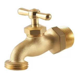 VEVOR Hose Bibb, 1/2 FIPx 3/4 MHT Connection, Multi - Turn Garden Valve, Heavy Duty Brass Hose Bib, Outdoor Water Faucet Spigot, Brass Plumbing Fitting, Compatible with Copper, Galvanized Pipes