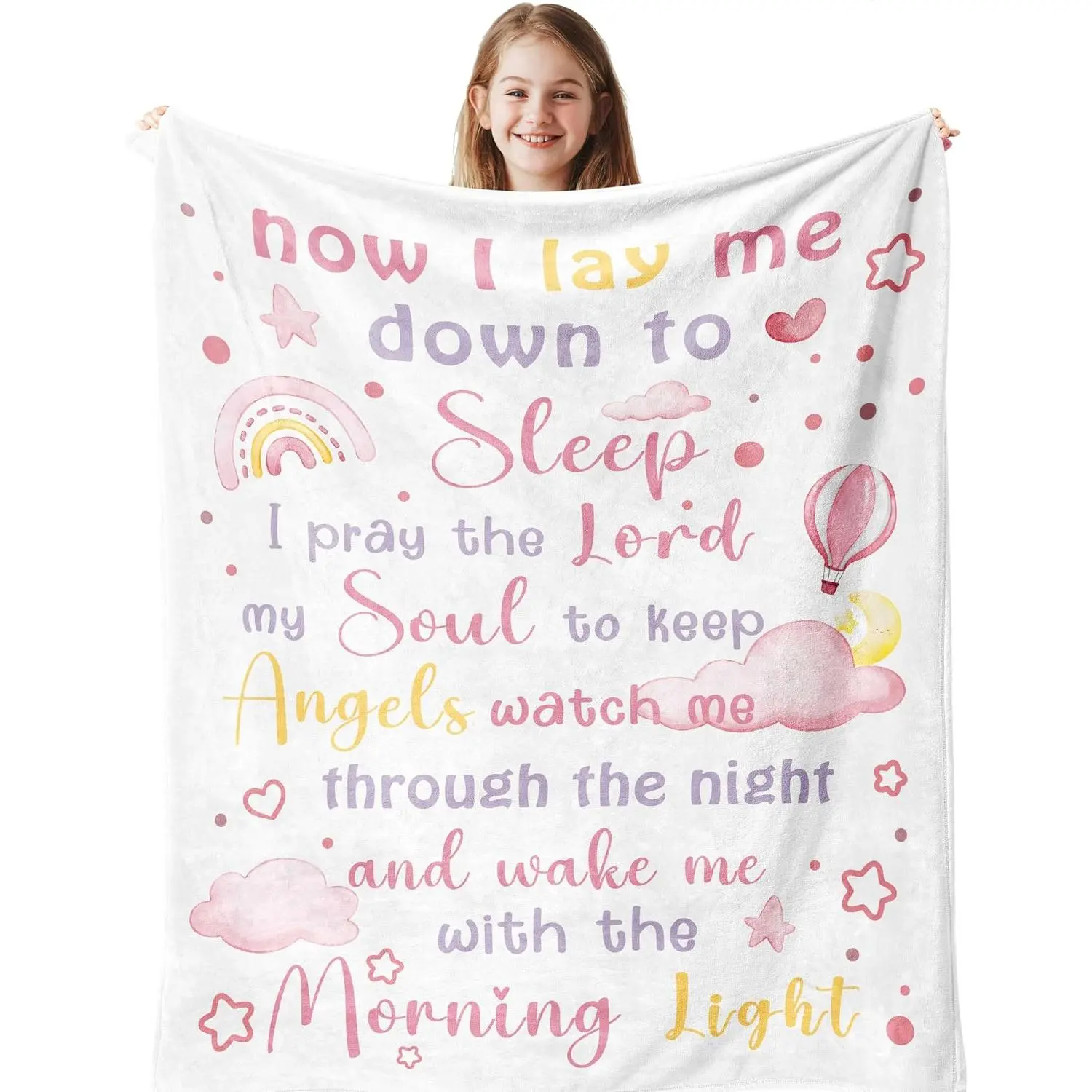 Reversible Soft Christian Faith Heart Motif Tapestry Blanket - Christian Baby Baptism Gift, Home Decor Supply with Reversible Softness