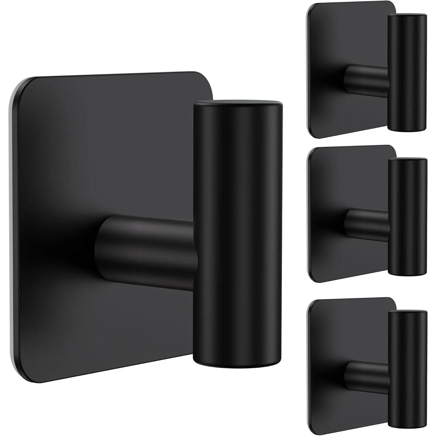 4 Pack Large Heavy Duty Wall Hooks - 26lb Max, Stainless Steel Adhesive Towel Hook, Shower Hooks for  Towel, Coat, Robe, Wall Hook for Use in Bathroom, Kitchen and Door, Matte Black