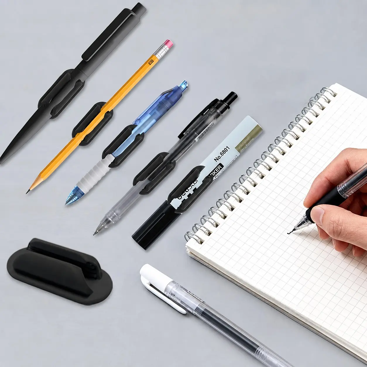 8 Pack Adhesive Pencil Holders, Silicone Pencil Marker Holders for Desk, Classroom, Office, Wall, Clipboard, School Supplies