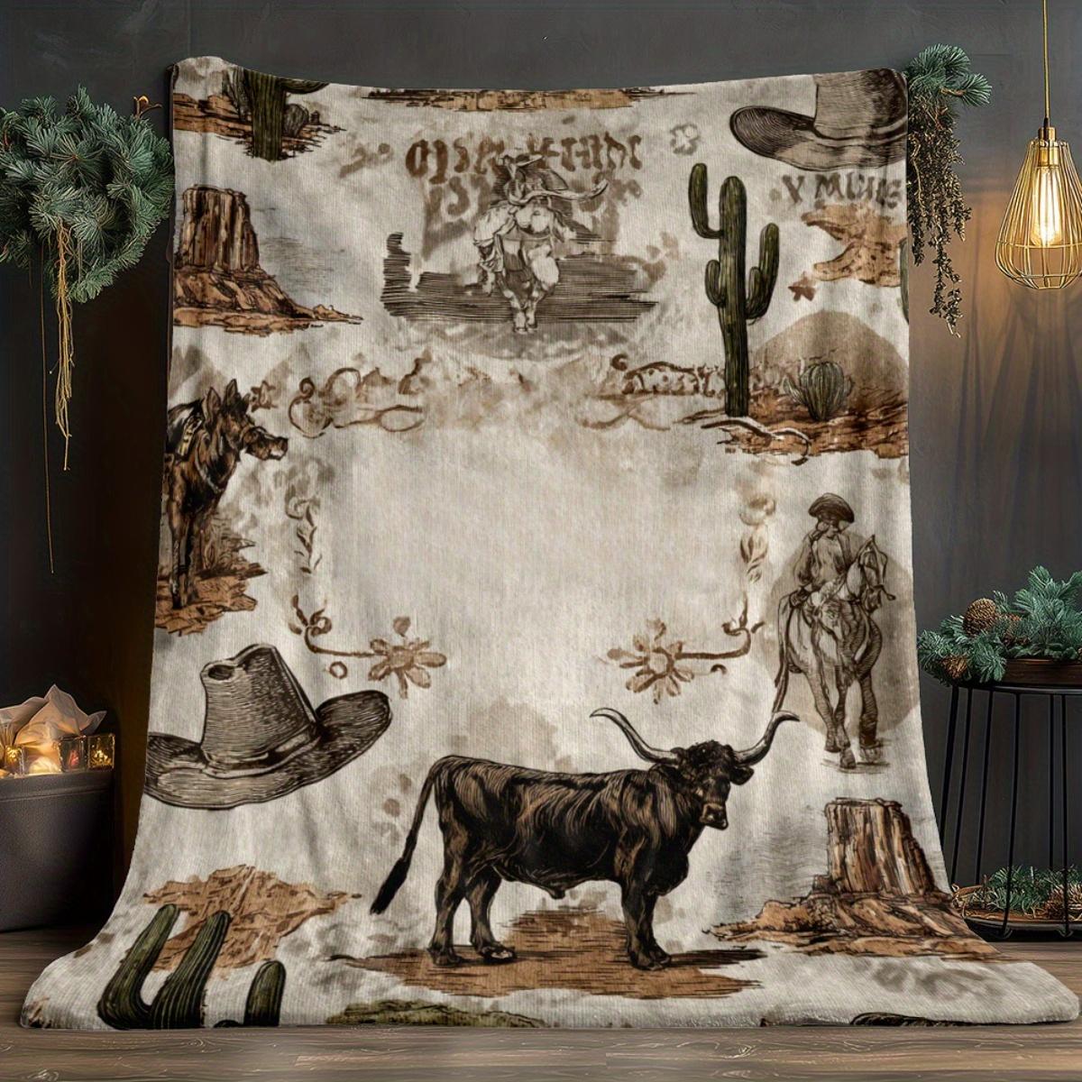 Personalized Western-Cowboy Themed Lightweight Blanket For Home Decor, All-Season Comfort Suitable As A Warm Cozy Blanket For Home Sofas, Bedding, Office Napping, Travel, And Camping, Perfect As A Gift For Friends And Family Personalized Western-Cowboy Themed Lightweight Blanket For Home Decor, All-Season Comfort Suitable As A Warm Cozy Blanket For Home Sofas, Bedding, Office Napping, Travel, And Camping, Perfect As A Gift For Friends And Family