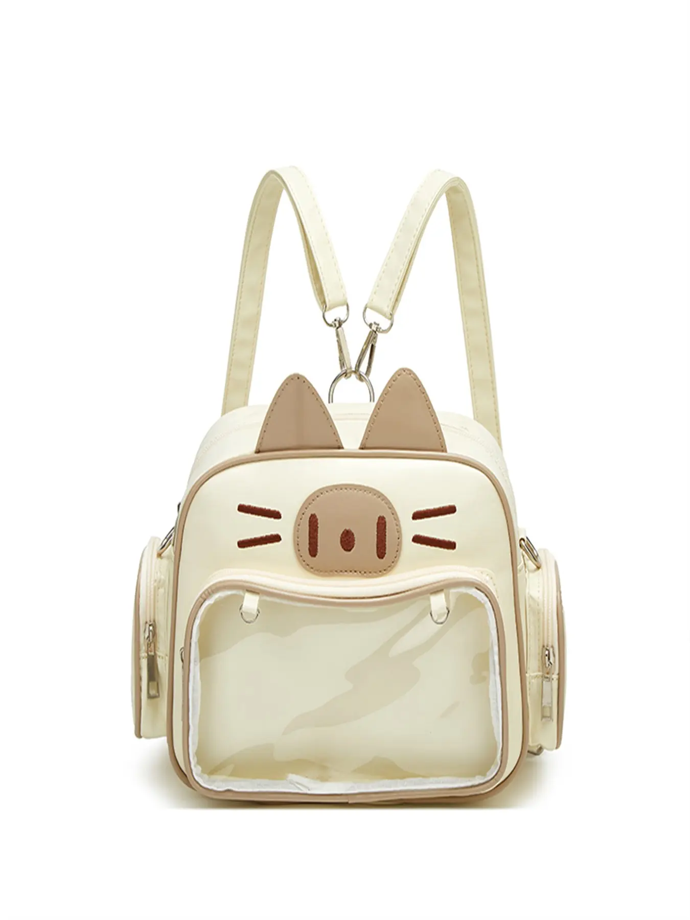 1 trendy cat pain bag backpack | cute anime style, can hold badges, transparent small backpack, perfect for shopping and parties, Bag Design Backpack
