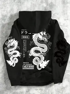 Unisex styles. Trendy streetwear hooded sweatshirt, bold dragon print sports shirt, suitable for wearing in autumn and winter with fleece-lined sweatpants. Machine washable hooded sweatshirt, casual and comfortable, ideal for daily wear, campus life, Y2K