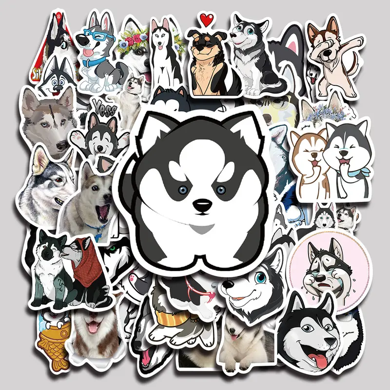 50PCS Siberian Husky Aesthetic Vinyl Stickers Pack for Laptop Water Bottle Phone Case Skateboard Journal Scrapbook DIY Decoration