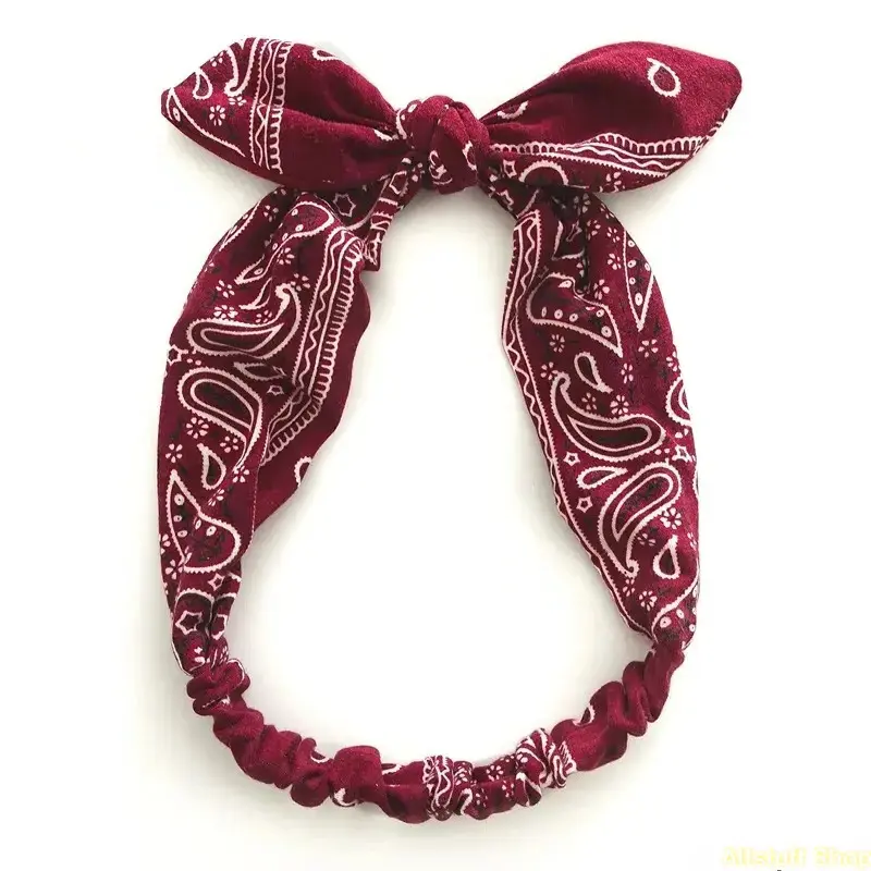 Women's 6-Pack Wide Paisley Headbands, Elastic Stretch & Flexible Wire Rabbit Ear Knot Hair Bands for Festivals tiktokshopbacktoschool