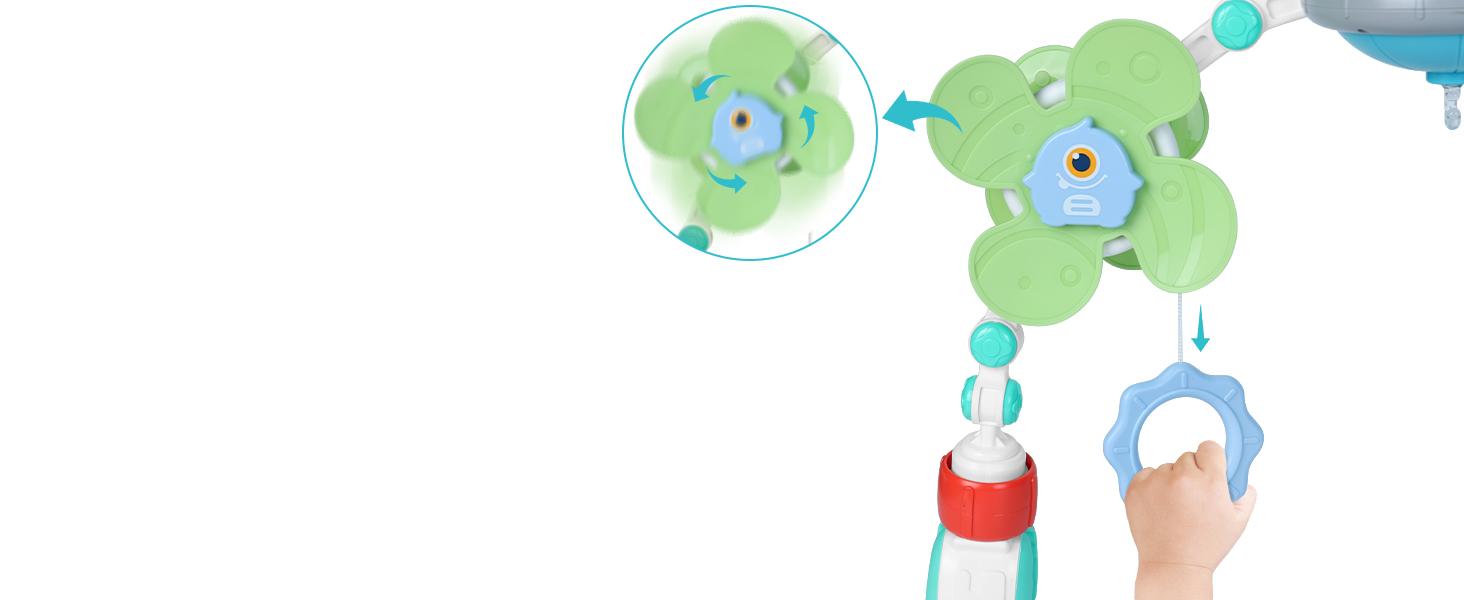 Stroller Arch Toy for Baby, Musical Carseat Toys Hanging with Teething, Baby Mobile for Crib Bassinet Car Seat and Bouncer, Car Seat Activity Toy for Babies 0-12 Months