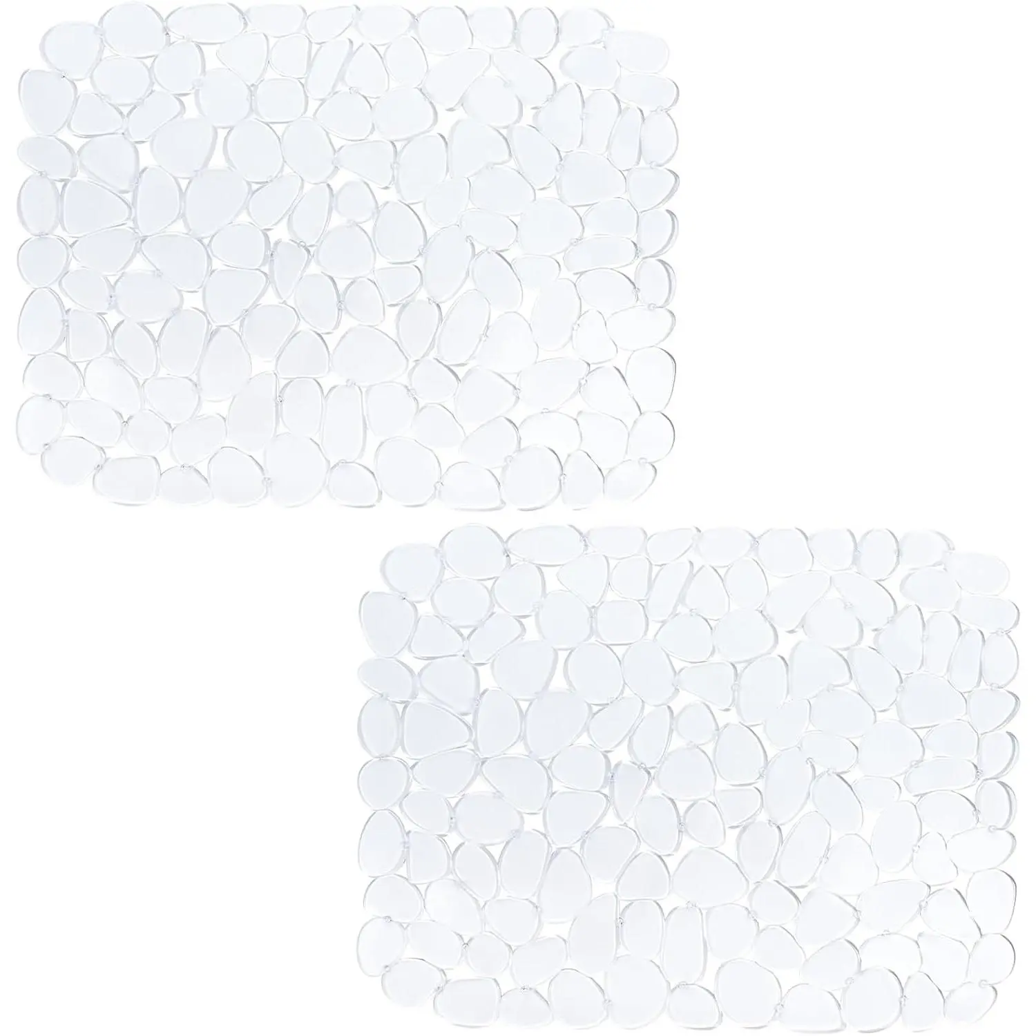 Pebble Sink Mat for Stainless Steel/Ceramic Sinks, PVC Eco-friendly Sink Protectors for Bottom of Kitchen Sink, Dishes and Glassware, Fast Draining, 15.7 x 11.8 inch (2 PACK, Clear)